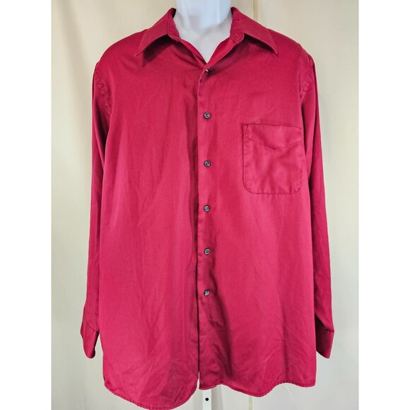 Geoffrey Beene Mens Sateen Red Wrinkle Free Long Sleeve Button Up Shirt Size XL - Picture 1 of 7